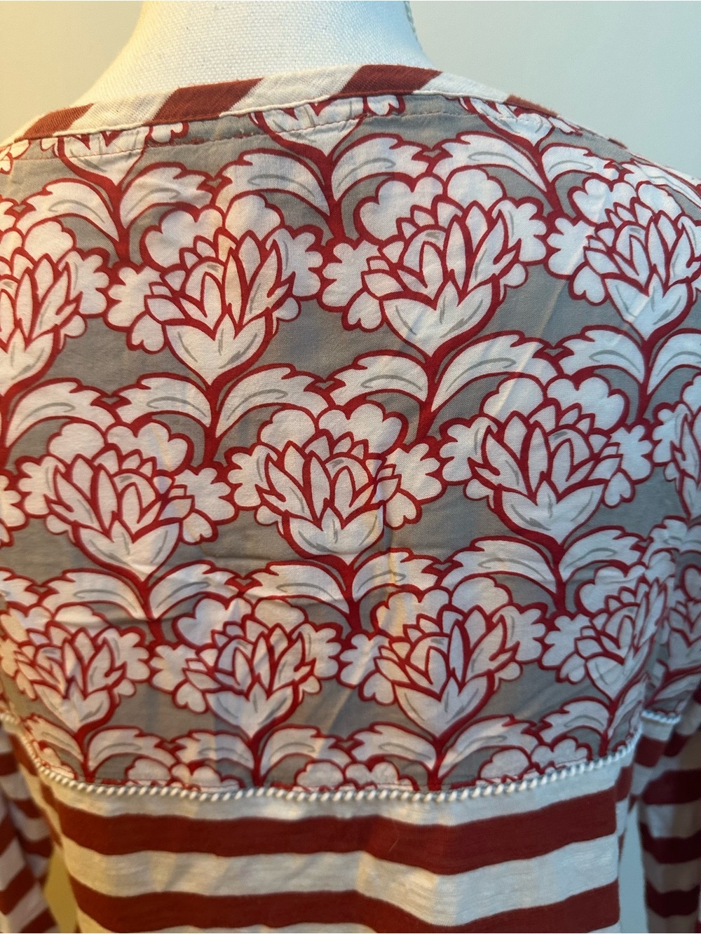 Anthropologie Postage Stanp Henley Tee in red/white stripe Xl EUC - Picture 6 of 12